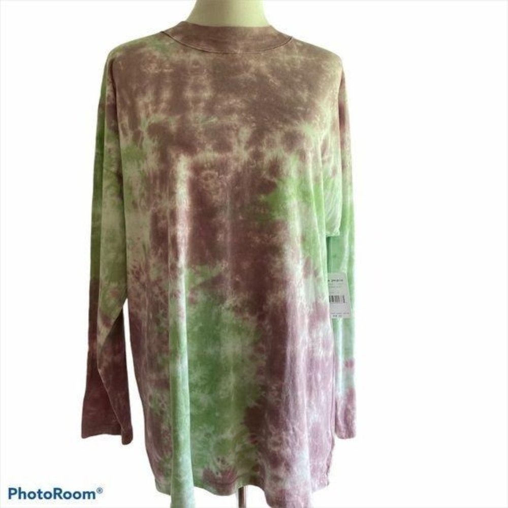 Free People Be Free Tie Dye Tee Lavender Mint Size Medium NEW WITH TAGS!